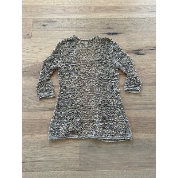 Dress Barn Womens Crochet Open Knit Three Quarter Sleeves Cardigan Sweater Sz L - Picture 4 of 9